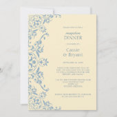 Chic Vintage Yellow Wedding Reception Dinner 招待状 (正面)