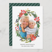 Chic Watercolorフローラ楕円写真|クリスマス シーズンカード (正面/裏面)