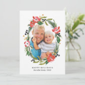 Chic Watercolorフローラ楕円写真|クリスマス シーズンカード (スタンド正面)
