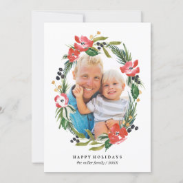 Chic Watercolorフローラ楕円写真|クリスマス シーズンカード