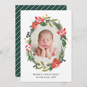 Chic Watercolorフローラ楕円写真|クリスマス シーズンカード (正面/裏面)