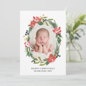 Chic Watercolorフローラ楕円写真|クリスマス シーズンカード (スタンド正面)