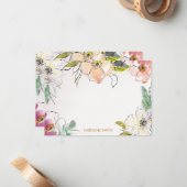 Chic Watercolorモダンフローラパーソナライズされた ノートカード (正面/裏面インサイチュ)