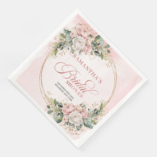 Chic Watercolor Blush Pink Flowers Bridal Shower   (コーナー)