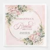 Chic Watercolor Blush Pink Flowers Bridal Shower   (正面)