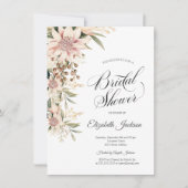 Chic Watercolor Boho Flowers Bridal Shower 招待状 (正面)