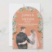 Chic Watercolor Couple On Budget Wedding  招待状 (正面)