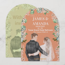 Chic Watercolor Couple On Budget Wedding 招待状