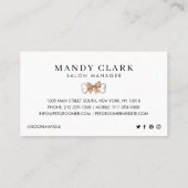 Chic Watercolor Dog Breeds Checkered Pet Groomer 名刺 (裏面)