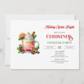 Chic Watercolor editable Christmas cocktails party 招待状 (正面)