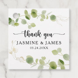 Chic Watercolor Eucalyptus Botanical Thank You フェイバータグ