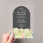 Chic Watercolor Floral on Brown Bridal Shower  アクリル招待状 (インサイチュ (ポータブル))