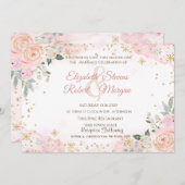 Chic Watercolor Flowers Snowflakes Wedding  招待状 (正面/裏面)