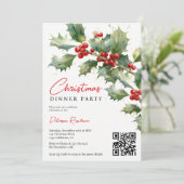 Chic Watercolor Holly Berries Christmas Corporate 招待状 (スタンド正面)