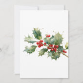 Chic Watercolor Holly Berries Christmas Corporate 招待状 (裏面)