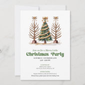 Chic watercolor leopard Christmas tree party  招待状 (正面)