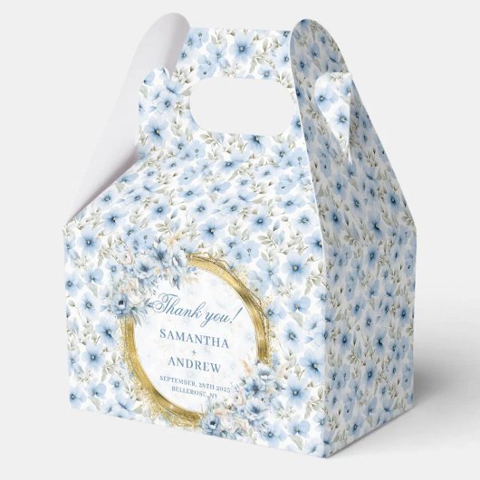 Chic Watercolor Light Blue Gold Wedding Thank You フェイバーボックス
