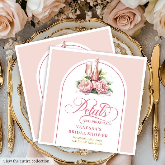 Chic Watercolor Petals and Prosecco Party Napkins