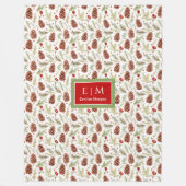 Chic watercolor pine cones pastel green Christmas フリースブランケット (正面)