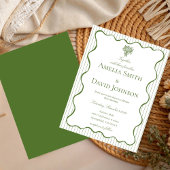 Chic  Wavy Boarder Stripe  Green Wedding  招待状