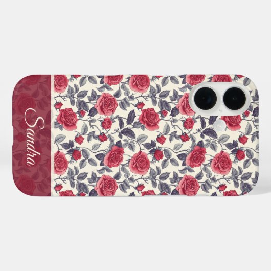 Chic Wedding Gift Rose Name Case-Mate iPhoneケース (裏面 (横))