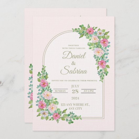 Chic Wedding Invitation | Modern Elegant Ceremony  招待状 (正面/裏面)