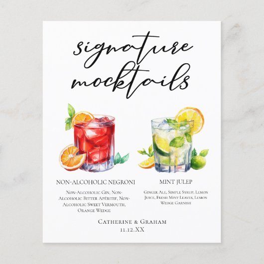 Chic Wedding Mocktails Negroni Mint Julep Menu (正面)