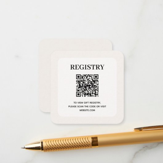 Chic Wedding Registry QR Code エンクロージャーカード (正面/裏面インサイチュ)