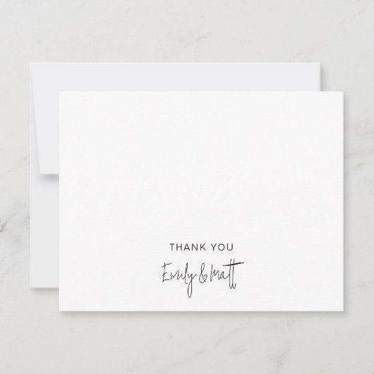 Chic Wedding Thank You White Flat Note Card ノートカード (正面)