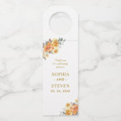 Chic wedding with orange floral Illustration ボトルネックタグ (正面)