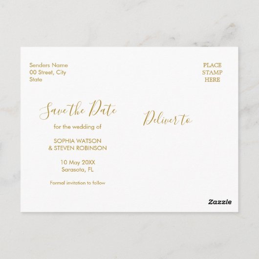 Chic wedding with orange floral Illustration ポストカード (裏面)