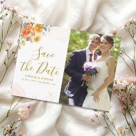 Chic wedding with orange floral with Photo ポストカード