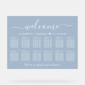 Chic Welcome Dusty Blue 12 Table Wedding Seating アクリルサイン (正面)