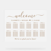 Chic Welcome Gold 12 Table Wedding Seating Frosted アクリルサイン (正面)