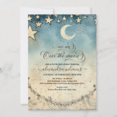 Chic We're over the Moon Boy Baby Shower 招待状 (正面)