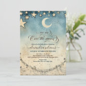 Chic We're over the Moon Boy Baby Shower 招待状 (スタンド正面)