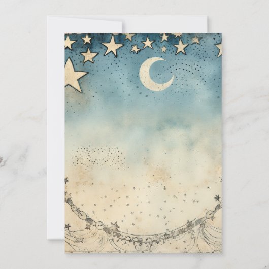 Chic We're over the Moon Boy Baby Shower 招待状 (裏面)