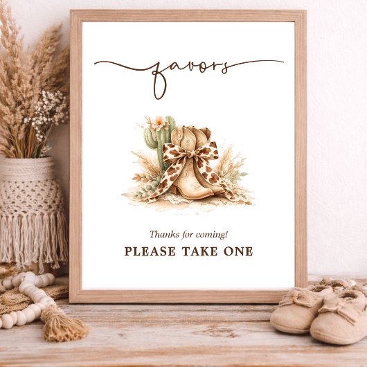 Chic Western Little Baby Favors Sign ポスター