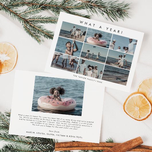 Chic What A Yearフォトコラージクリスマス シーズンカード