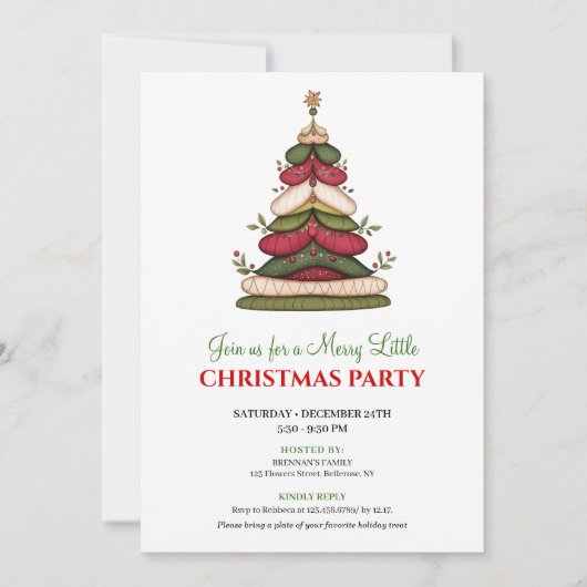 Chic whimsical Christmas tree winter party invite 招待状 (正面)