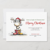 Chic Whimsical Reindeer Holiday Greeting Card シーズンカード (正面)