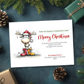 Chic Whimsical Reindeer Holiday Greeting Card シーズンカード