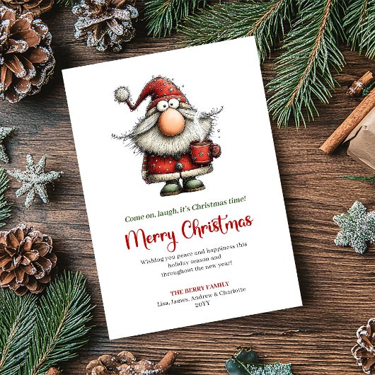 Chic Whimsical Santa Classic Festive Greeting Card シーズンカード