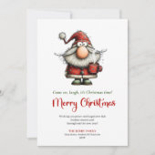 Chic Whimsical Santa Classic Festive Greeting Card シーズンカード (正面)