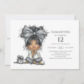 Chic Whimsical Teen Girl Birthday Gold invitation 招待状 (正面)