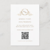 Chic White and Gold Monogram QR Code / RSVP Online エンクロージャーカード (正面)