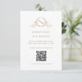 Chic White and Gold Monogram QR Code / RSVP Online エンクロージャーカード (スタンド正面)