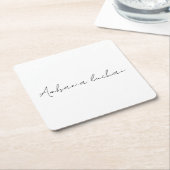 Chic White Calligraphy Creative Square Coaster スクエアペーパーコースター (アングル)