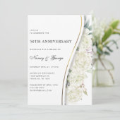 Chic White Floral Foliage 50th Wedding Anniversary 招待状 (スタンド正面)