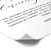 Chic White Floral Unplugged Ceremony Wedding Sign ポスター (角)